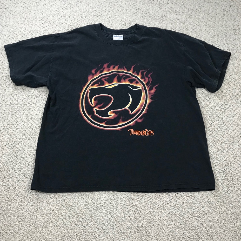 Vintage Thundercats Graphic T-Shirt Black Heavyweight Cotton XL Retro 80s Logo